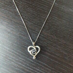 Paw print heart necklace